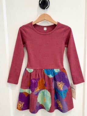 Tea Collection Girls Tiered Skirted Twirl Dress Peony Size 3 NWT
